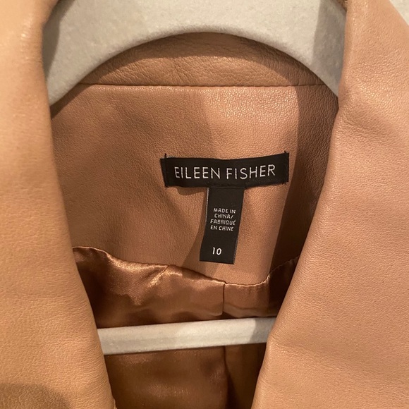 Eileen Fisher real leather amber/beige jacket - Picture 2 of 7